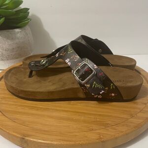 Tihoo Floral T-Strap Boho Chic Sandal Women's 10 Chunky Coastal Buckle Flip Flop